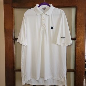 Peter Millar Men's Large embroidered white polo